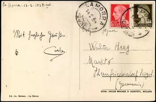 La Morra La Morra Panorama SERPEGGIAND UBERTOSA CHINA STRIATA DAI RICCH 1938