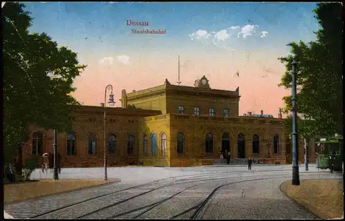 Ansichtskarte Dessau-Dessau-Roßlau Bahnhof 1914