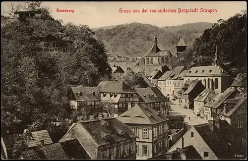 Graupen Krupka Gruss aus der Bergstadt Graupen mit Rosenburg 1910