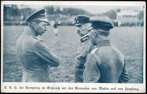 S. K. H. der Kronprinz im Gespräch mit den Generalen 1917  gel. Feldpoststempel