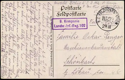 S. K. H. der Kronprinz im Gespräch mit den Generalen 1917  gel. Feldpoststempel