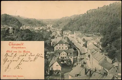 Tharandt Panorama-Ansicht Blick von der Ruine, Hauptstrasse 1900