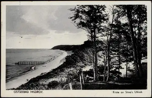 Postcard Misdroy Międzyzdroje Küste an Stina's Utkiek, Strand 1938