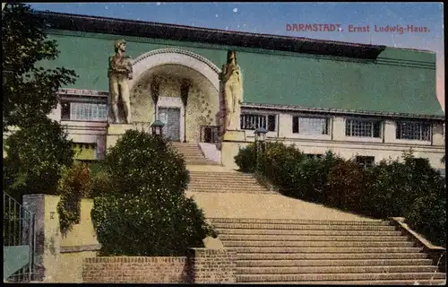 Ansichtskarte Darmstadt Gebäude-Ansicht Ernst Ludwig-Haus 1918