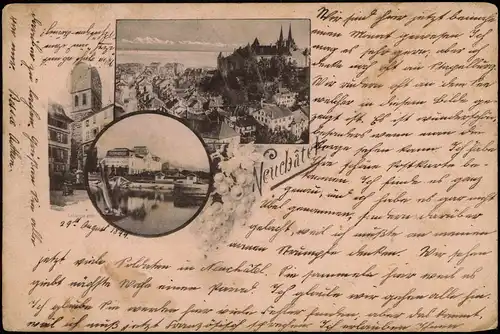 Neuenburg Neuchâtel (Neufchâtel) Mehrbildkarte 1899   gelaufen Ankunftsstempel