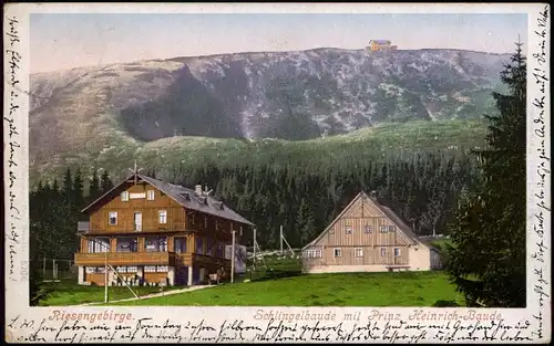 Krummhübel Karpacz Schlingelbaude mit Prinz Heinrich-Baude im Riesengebirge 1904