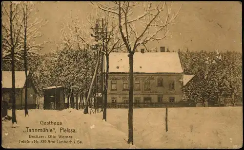 Pleißa-Limbach-Oberfrohna Partie am Gasthaus Tannmühle Bes.: Otto Werner 1922