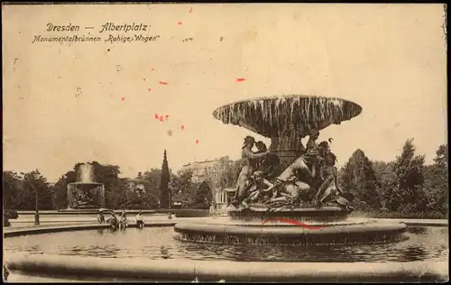 Innere Neustadt-Dresden Albertplatz Monumental-Brunnen Ruhige Wogen 1928