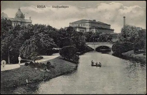 Postcard Riga Rīga Ри́га Stadtanlagen Stadtpark 1910