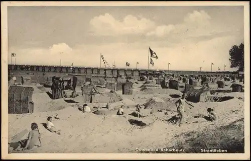 Ansichtskarte Scharbeutz Strand Strandleben an der Ostsee 1940