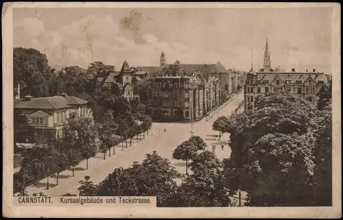Cannstatt-Stuttgart Panorama-Ansicht mit Kursaalgebäude und Teckstrasse 1922