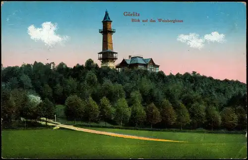 Görlitz Zgorzelec Panorama-Ansicht Blick auf das Weinberghaus 1916