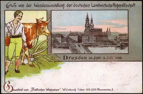 Dresden 2 Bild Wandersustellung Landwirtschaft, Wegweiser Würzburg 1898