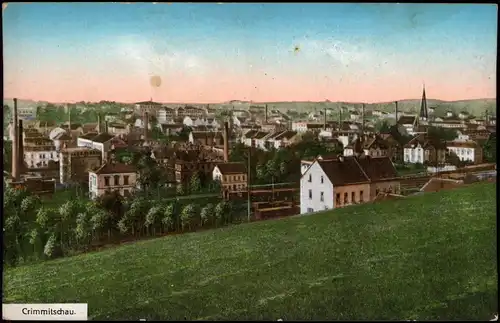 Ansichtskarte Crimmitschau Blick auf die Stadt - Fabriken 1908