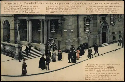 Innere Altstadt-Dresden Ratskeller Esel Menschen Sprüche auf sächsisch 1912/1910