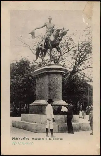 Postcard Maracaibo Maracaibo Monumento de Bolivar, Reiter-Statue 1900