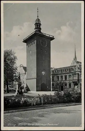 Elbing Elbląg Markt Tor u. Schichau Denkmal Schichausdenkmal 1940