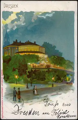 Ansichtskarte Dresden Belvedere (Künstler-Postkarte) 1898   gelaufen