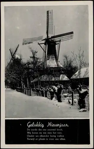 Gelukkig Nieuwjaa Neujahr Glückwünsche (Karte aus Holland mit Windmühle) 1940