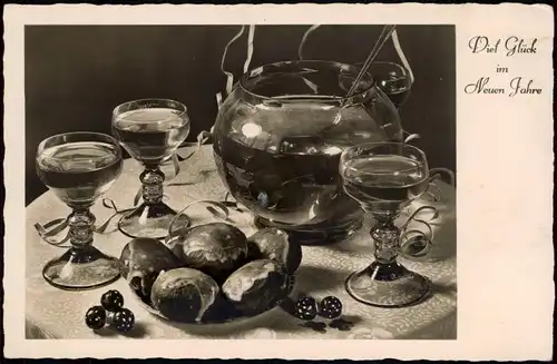 Ansichtskarte  Neujahr New Year Gebäck & Silvester Umtrunk 1940