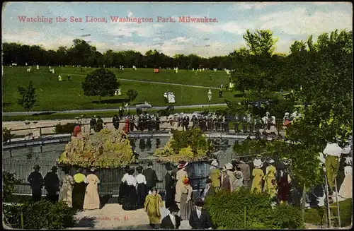 Milwaukee Watching the Sea Lions, Washington Park, Milwaukee 1911