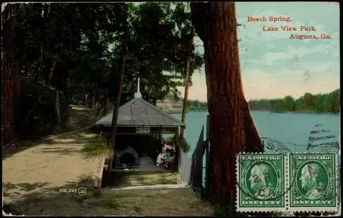 Postcard Augusta Georgia Beech Spring, Lake View Park 1915