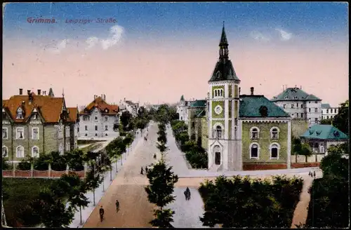 Ansichtskarte Grimma Leipziger Straße 1924