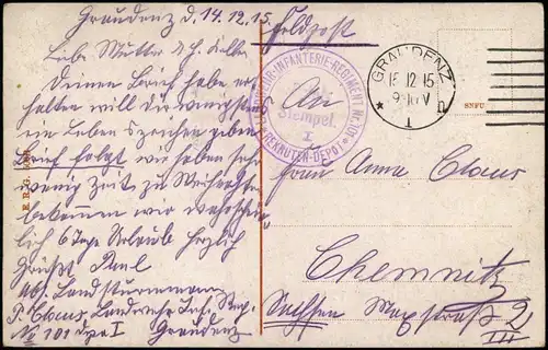 Postcard Graudenz Grudziądz Weichselbrücke 1915  gel. Feldpoststempel