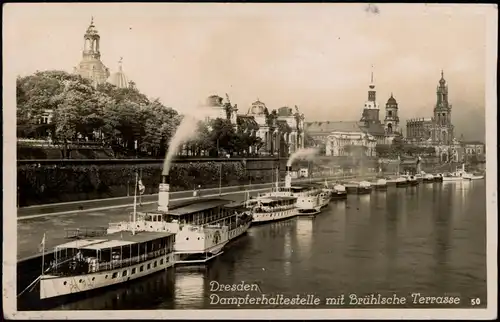 Ansichtskarte Dresden Elbdampfer, Stadtblick 1931