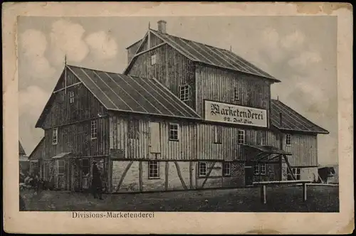 Ansichtskarte  Divisions-Marketenderei 1917   1.WK Feldpost  (mit Blindstempel)