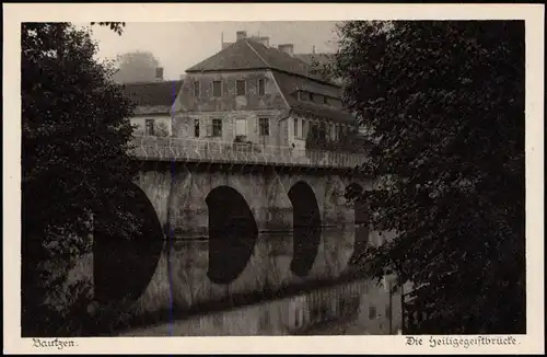 Ansichtskarte Bautzen Budyšin Partie an der Brücke Heiligegeistbrücke 1920