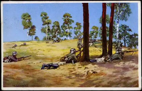 Ansichtskarte  Militär/Propaganda Soldatenleben: Infanterie Stellung 1936