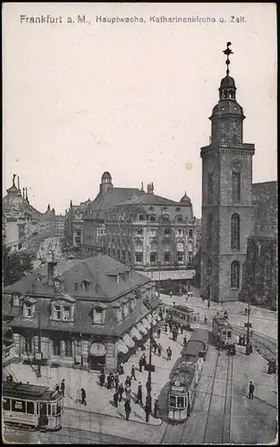 Frankfurt am Main Hauptwache Zeil Straßenbahn Linie 3 1922 gel 6 Mark Posthorn