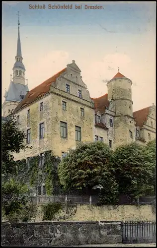 Ansichtskarte Schönfeld - Weißig-Dresden Schloss, colorierte AK 1912