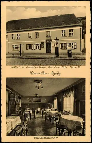 Ziesar Gasthof zum deutschen Hause, Bes. Peter Orth, Innen & Außenansicht 1910