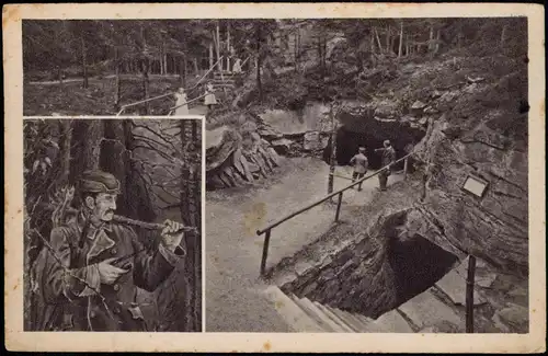 Ansichtskarte Ehrenfriedersdorf 2 Bild: Stülpnerhöhle am Greifenstein 1928