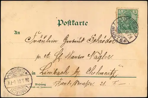 Glückwunsch: Pfingsten Pferdefuhrwerke im Wald A. Mailick Künstlerkarte 1901