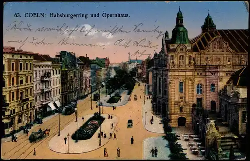 Ansichtskarte Köln Habsburgerring 1915  gel. Feldpost Cöln Riehl