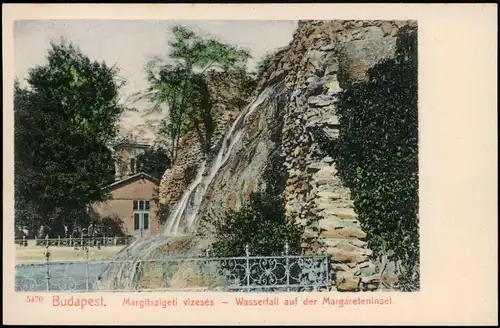 Budapest Margitszigeti vizesés Wasserfall auf der Margareteninsel. 1909