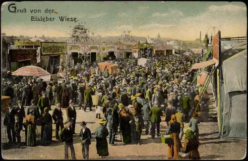Ansichtskarte Eisleben Jahrmarkt Eisleber Wiese 1910