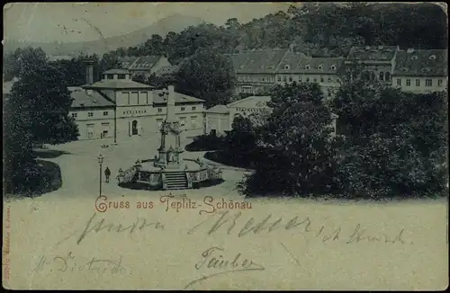 Postcard Teplitz-Schönau Teplice Stadtpartie - Mondscheinlitho 1903