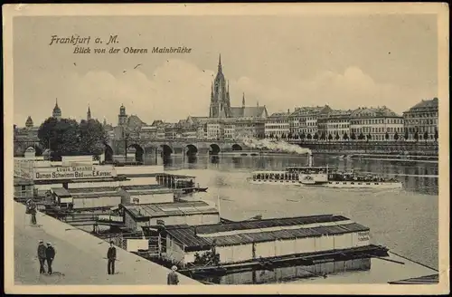 Ansichtskarte Frankfurt am Main Stadt, Dampfer, Flußbadeanstalt Damenbad 1922