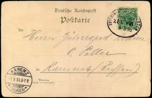 Ansichtskarte Litho AK Leipzig Schloss Pleißenburg MB 1895  gel. Bahnpost