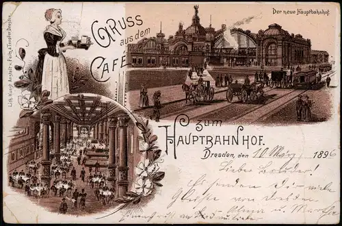 Ansichtskarte Litho AK Seevorstadt-Dresden Hauptbahnhof, Cafe - Innen 1896