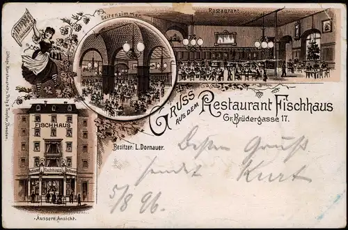 Ansichtskarte Litho AK Dresden Restaurant Fischhaus MB 1896