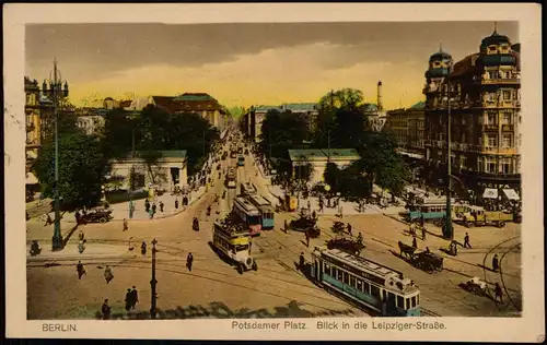 Tiergarten-Berlin Potsdamer Platz. Blick in die Leipziger-Straße. 1924