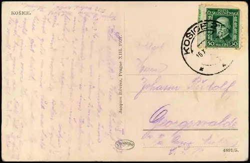 Postcard Kaschau Košice (Kassa) Straßenpartie 1928
