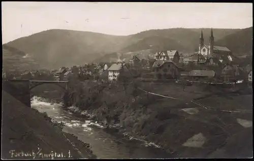 Ansichtskarte Forbach (Baden) Blick auf die Stadt, Brücke - Fotokarte 1926