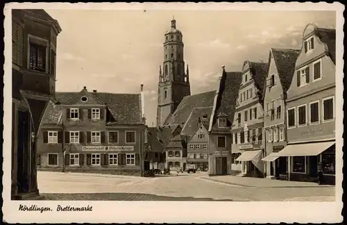 Ansichtskarte Nördlingen Brettermarkt, Weinwirtschaft 1940  gel. Feldpost WK2