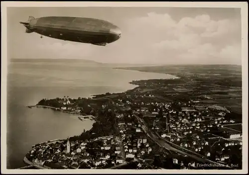 Friedrichshafen Luftbild Flugwesen - Zeppelin über der Stadt 1931